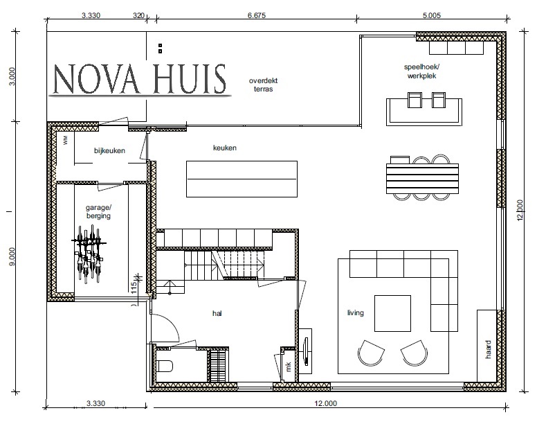 Moderne villa ontwerpen en bouwen met stuukwerk en natuursteen staalframe casco NOVA-HUIS 217