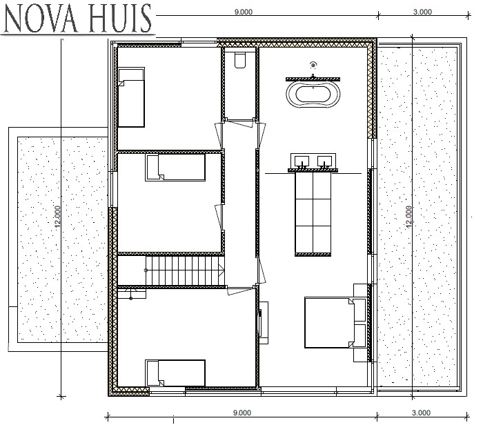 Moderne villa ontwerpen en bouwen met stuukwerk en natuursteen staalframe casco NOVA-HUIS 217