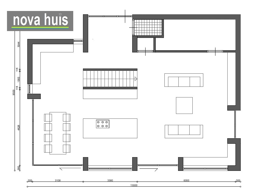 Moderne woning in kubistische ontwerpvorm en bouwstijl plat dak 2 verdiepingen K108