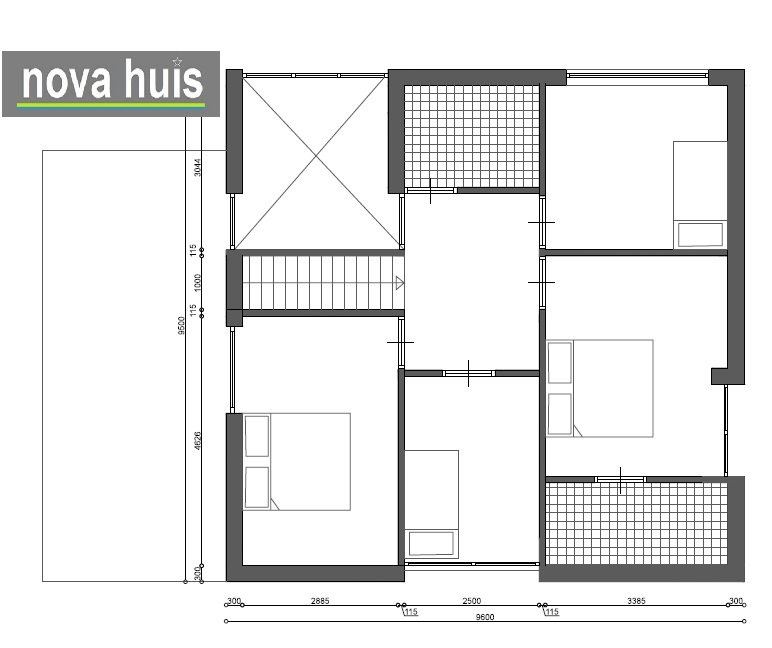 Moderne woning in kubistische ontwerpvorm en bouwstijl plat dak 2 verdiepingen K108