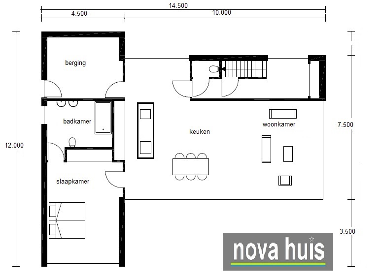 Moderne woning met veel glas en licht in kubistische  ontwerp- en bouwstijl met overstekken vrije indeling NOVA-HUIS K45