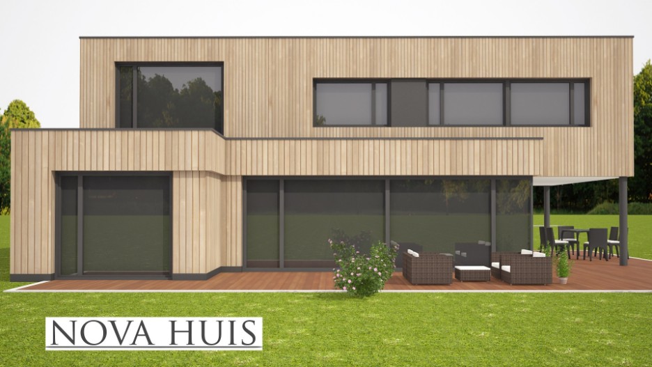 Moderne woning onder Architectuur kubistisch hoge kwaliteit lage prijzen energielaag NOVA-HUIS 246