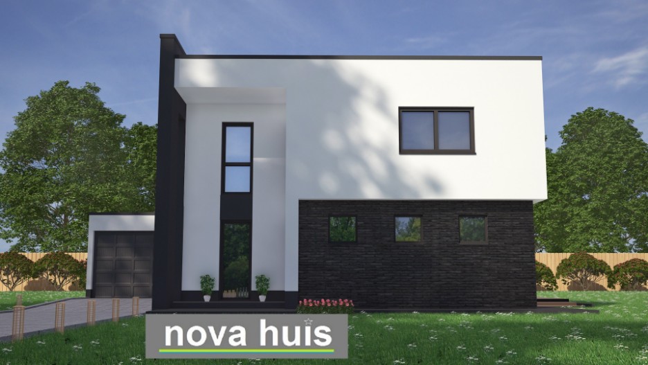 Mooi modern betaalbaar kubistsch huis. Nieuwe woningen beter energieneutraal bouwen met NOVAHUIS. K17