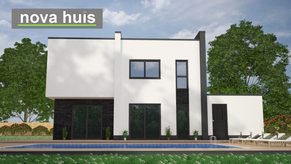 Mooi modern betaalbaar kubistsch huis. Nieuwe woningen beter energieneutraal bouwen met NOVAHUIS. K17