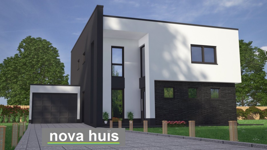 Mooi modern betaalbaar kubistsch huis. Nieuwe woningen beter energieneutraal bouwen met NOVAHUIS. K17