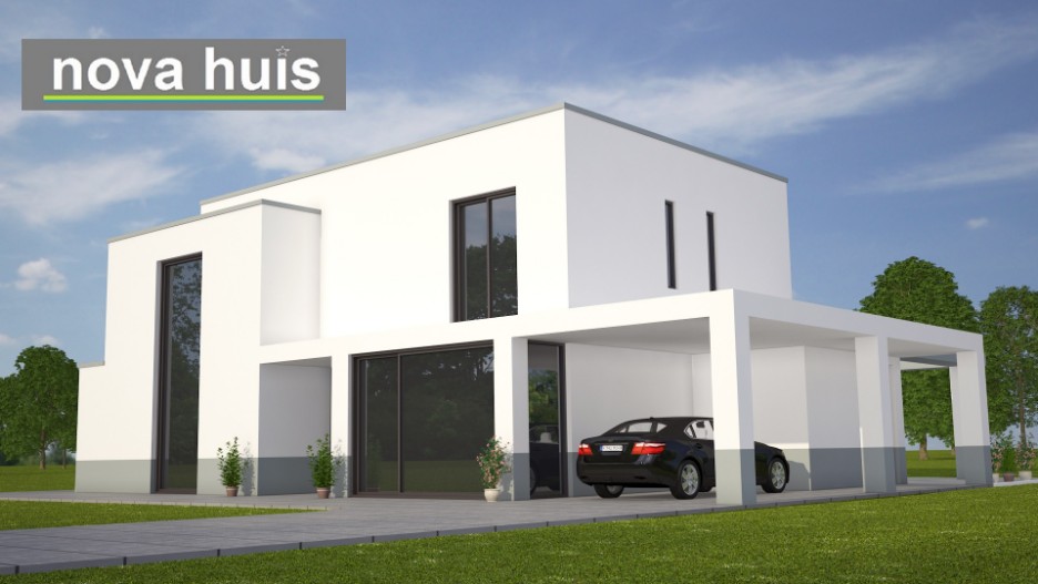 Mooie kubistische villa in moderne bouwstijl energieneutraal bouwen met NOVA-HUIS K93