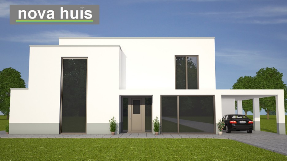 Mooie kubistische villa in moderne bouwstijl energieneutraal bouwen met NOVA-HUIS K93