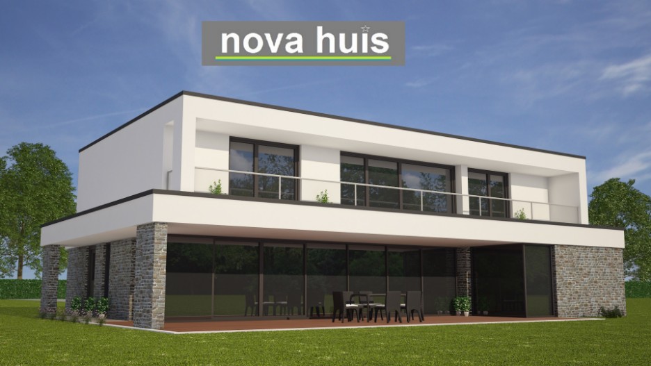 Mooie moderne kubistische villa met grote garage  gastenruimte groot balkon energieneutraal bouwen K110