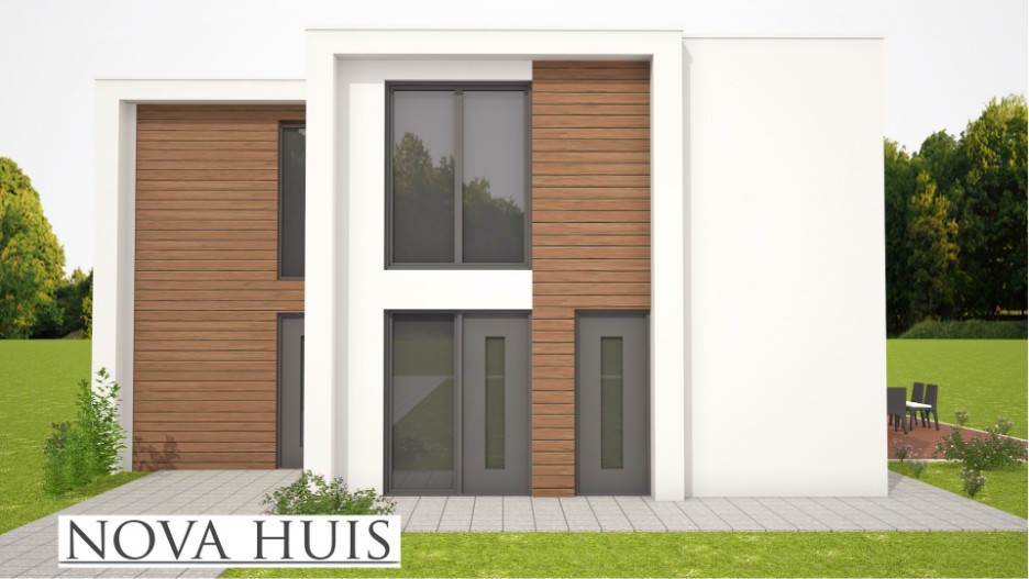 Mooie moderne villa onder Architectuur prefab passief bouwen met staalframe NOVA-HUIS 172