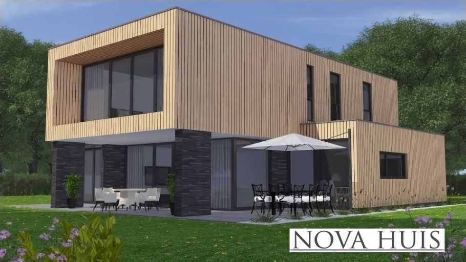 NOVA-HUIS  K 362 moderne kubistische villa met staalframebouw Nederland