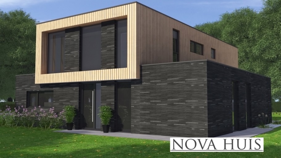 NOVA-HUIS  K 362 moderne kubistische villa met staalframebouw Nederland