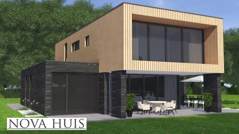 NOVA-HUIS  K 362 moderne kubistische villa met staalframebouw Nederland