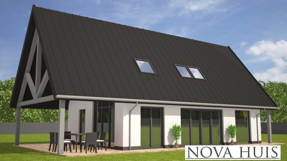 NOVA-HUIS 116 moderne schuurwoning staalframebouwmethode energieneutraal