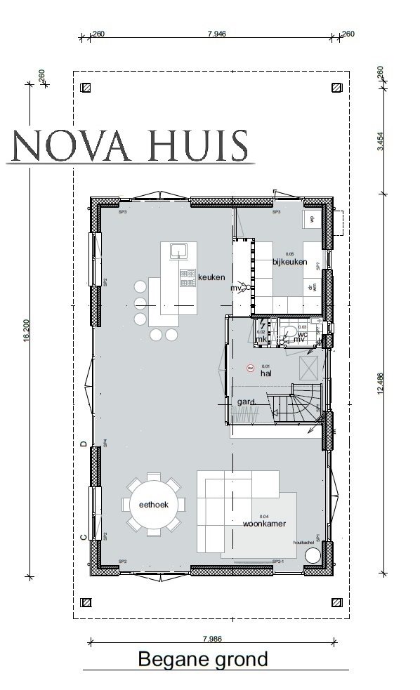 NOVA-HUIS 116 moderne schuurwoning staalframebouwmethode energieneutraal