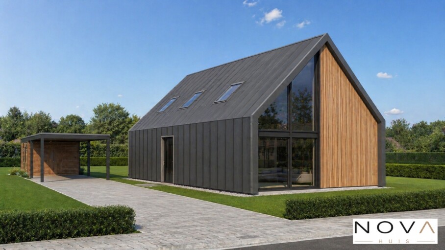 NOVA-HUIS Schuurwoning type 129 PREFAB staalframebouw Nederland 