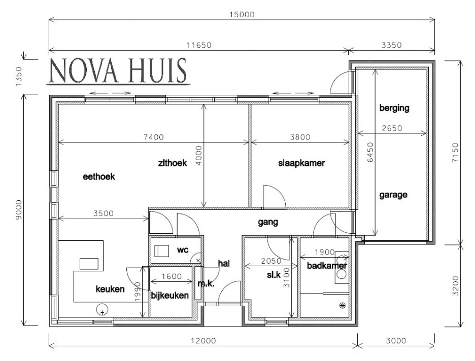 NOVA-HUIS 45 mooie moderne platte bungalow met plat dak ontwerp energiearm bouwen
