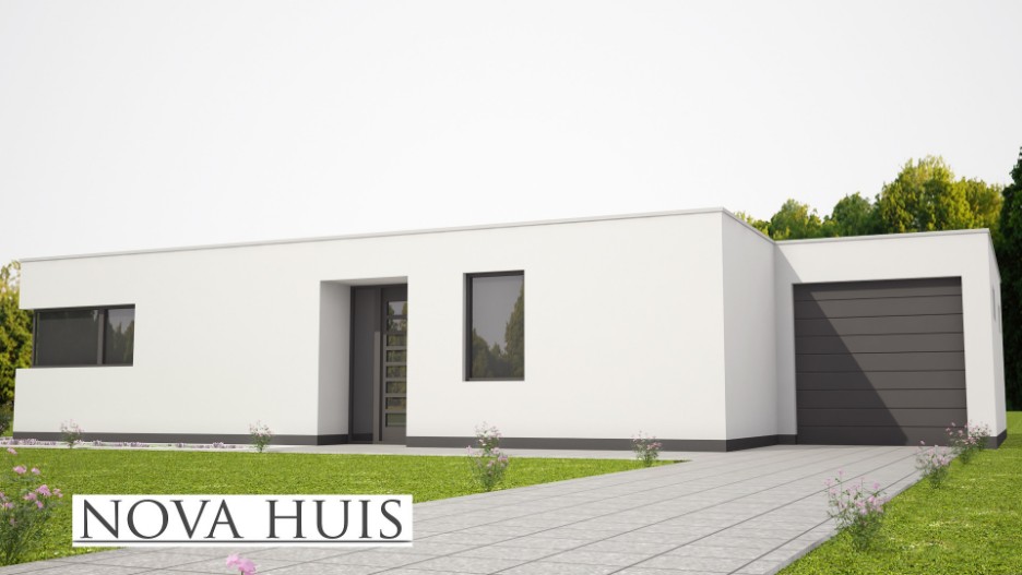 NOVA-HUIS 45 mooie moderne platte bungalow met plat dak ontwerp energiearm bouwen