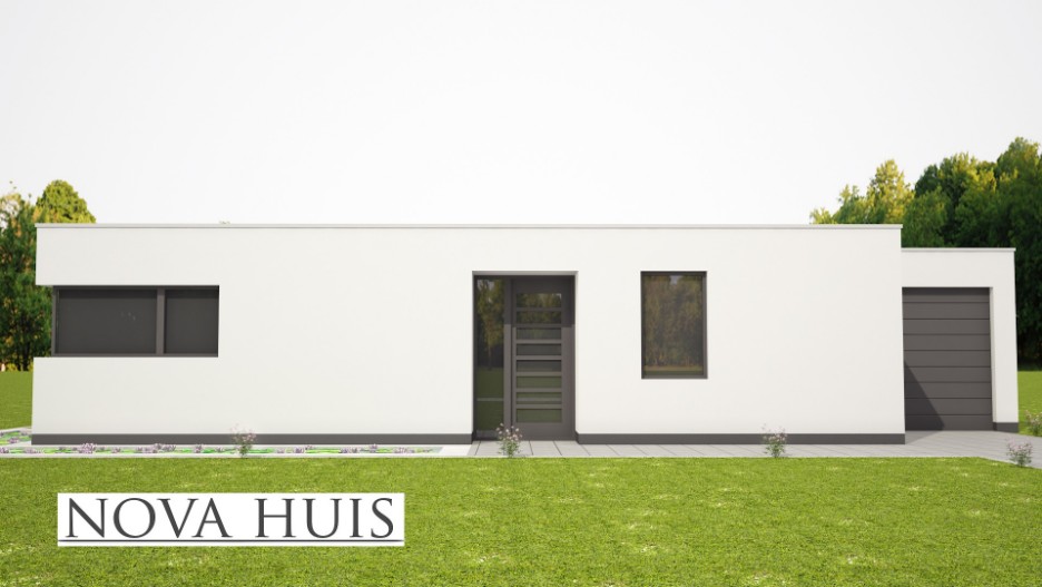 NOVA-HUIS 45 mooie moderne platte bungalow met plat dak ontwerp energiearm bouwen