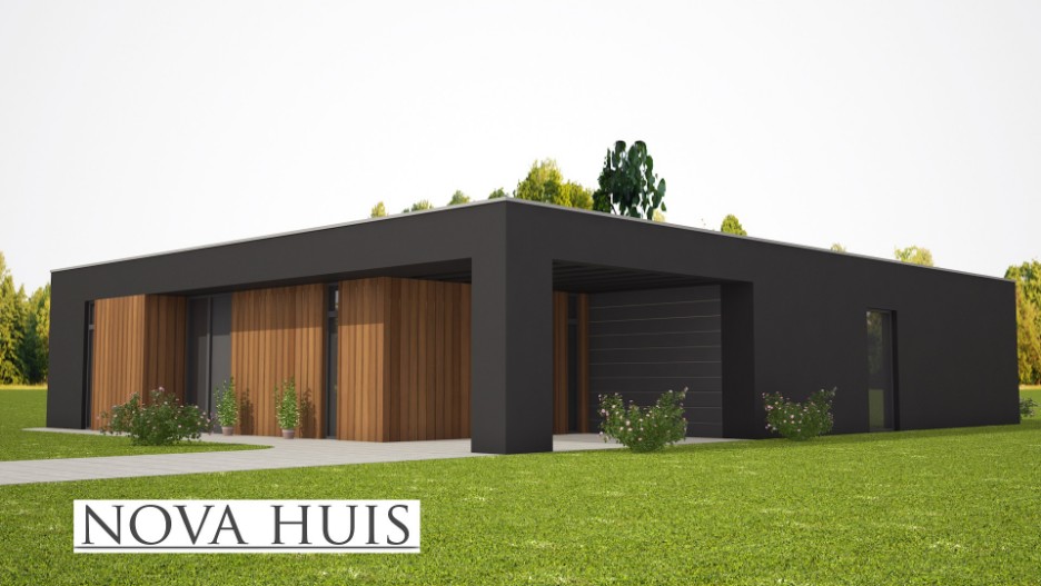 NOVA-HUIS 69 Moderne onderhoudsvrije levensloopbestendige bungalow met garage en overdekt terras