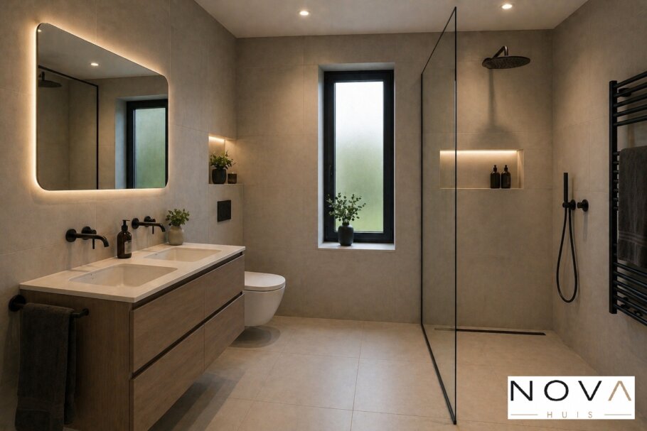 NOVAHUIS  type A150 interieur foto moderne woonkamer keuken badkamer slaapkamer