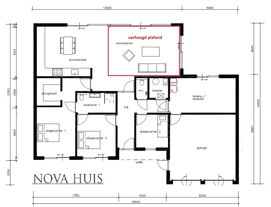 NOVA HUIS A 170 bungalow woning met verhoogd dak Staalframebouw Nederland 