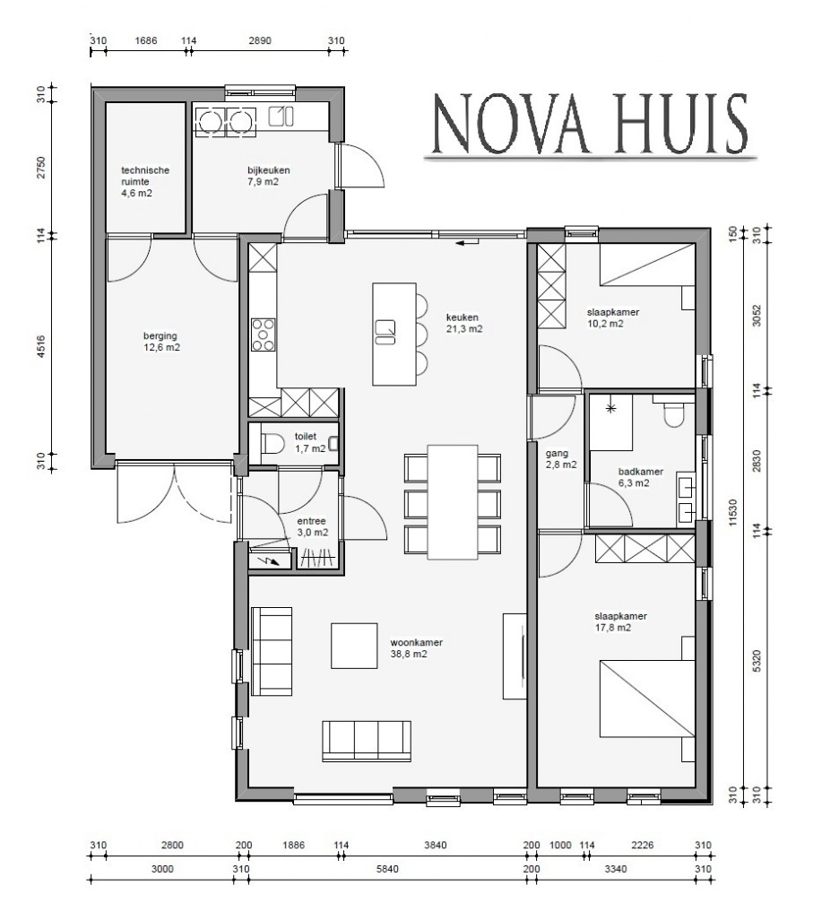 NOVA-HUIS A111 levensloopbestendige bungalow ontwerp en bouw ATLANTA  MBS Staalframebouw
