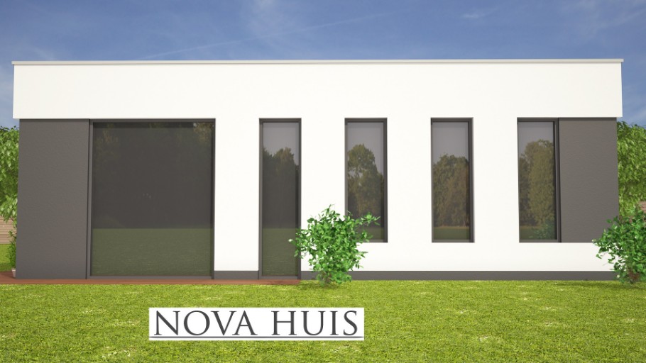 NOVA-HUIS A114 moderne bungalow met plat dak in staalframebouw Nederland bouwsysteem 