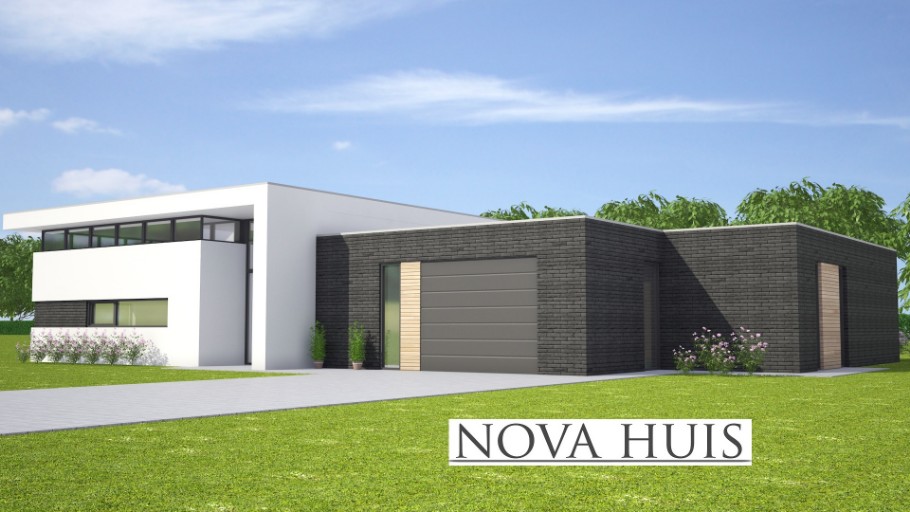 NOVA-HUIS A143 bungalow met verhoogde woonkamer overdekt terras staalframebouw Nederland