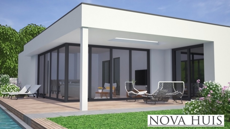 NOVA-HUIS A145 bungalow indeling en plattegrond staalframebouw Nederland