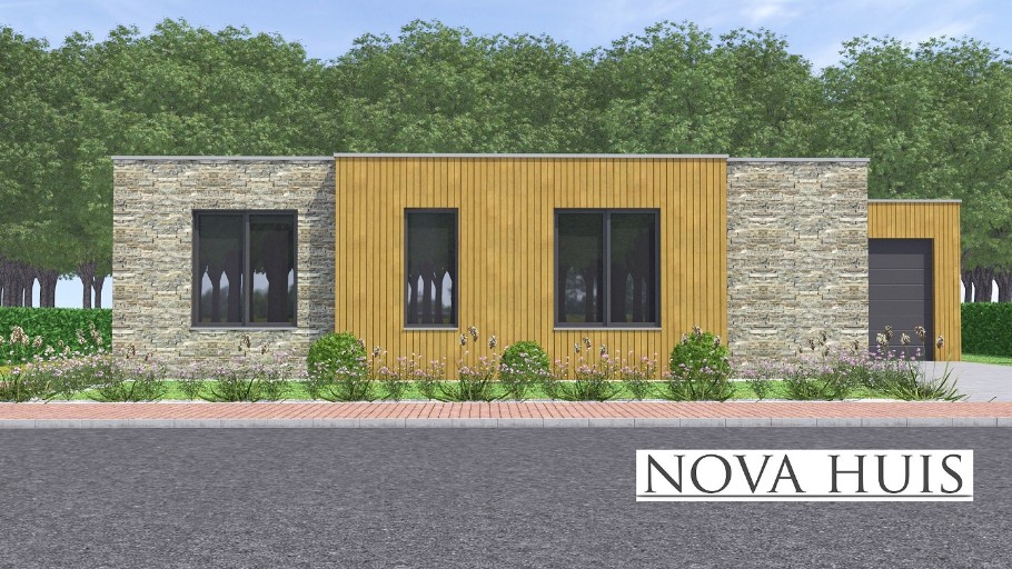NOVA-HUIS A152 levensloopbestendige woning plat dak energieneutraal staaalframebouw Nederland
