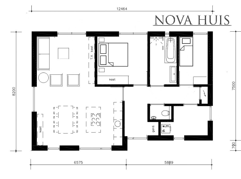 NOVA HUIS A154 Bungalow ontwerpen en bouwen ATLANTA MBS staalframe