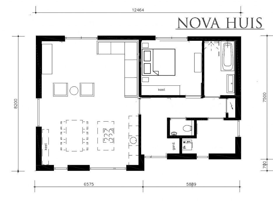 NOVA HUIS A154 Bungalow ontwerpen en bouwen ATLANTA MBS staalframe