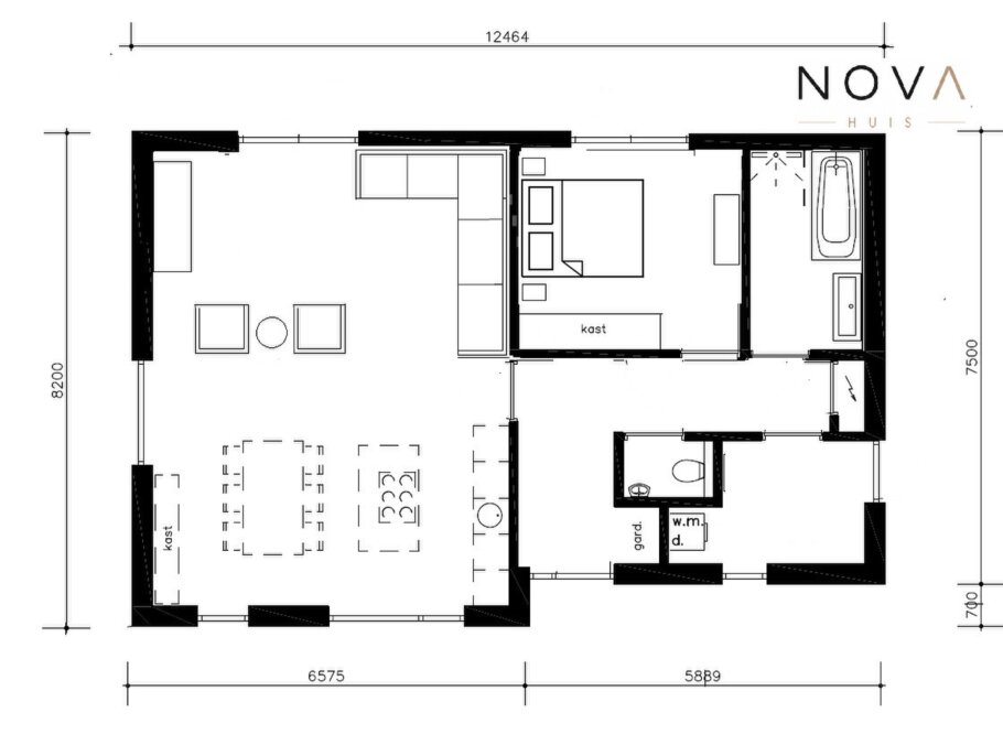 voorbeeld Plattegronden en indelingen bungalow ontwerp A-154