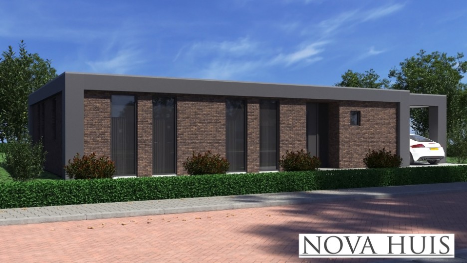 NOVA-HUIS A157 platdak bungalow bouwen vanaf 250.000 staalframebouw ATLANTA MBS
