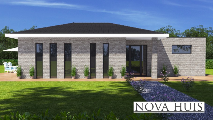 NOVA-HUIS A158 levensloopbestendig bungalow eenlaags gelijkvloers staalframebouw Nederland