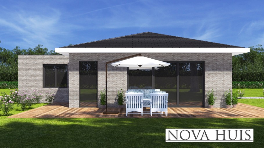 NOVA-HUIS A158 levensloopbestendig bungalow eenlaags gelijkvloers staalframebouw Nederland