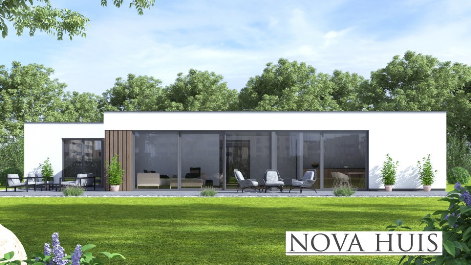 NOVA-HUIS A169 levensloopwoning bungalow met plat dak 3 drie slaapkamers ATLANTA MBS staalframebouw 