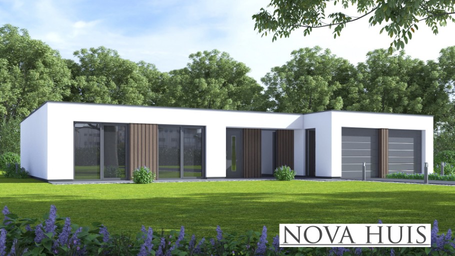 NOVA-HUIS A169 levensloopwoning bungalow met plat dak 3 drie slaapkamers staalframebouw Nederland