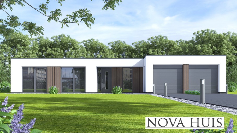 NOVA-HUIS A169 levensloopwoning bungalow met plat dak 3 drie slaapkamers staalframebouw Nederland