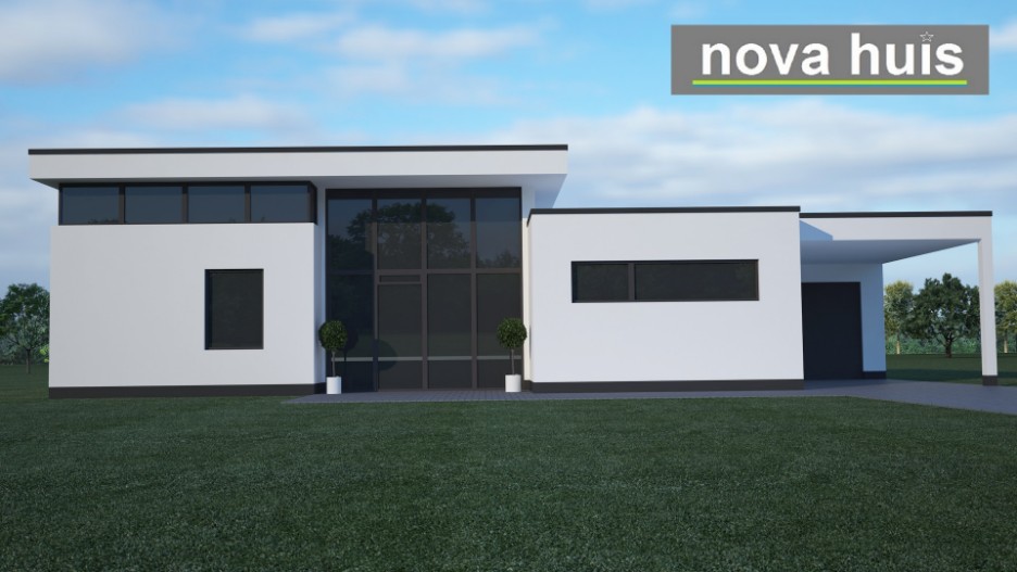 NOVA-HUIS A17 mooie moderne gelijksvloerse bungalow met plat dak en veel licht onder architectuu