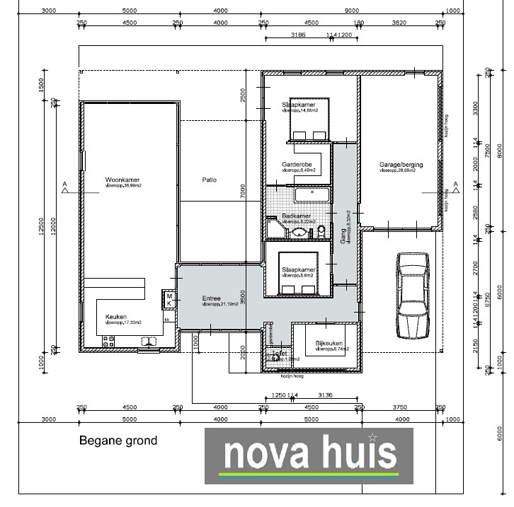 NOVA-HUIS A17 mooie moderne gelijksvloerse bungalow met plat dak en veel licht onder architectuu