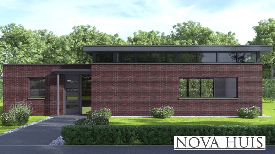 NOVA-HUIS A179 bungalow met verhoogde woonkamer en veel licht staalframebouw Nederland