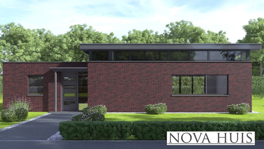 NOVA-HUIS A179 bungalow met verhoogde woonkamer en veel licht staalframebouw Nederland