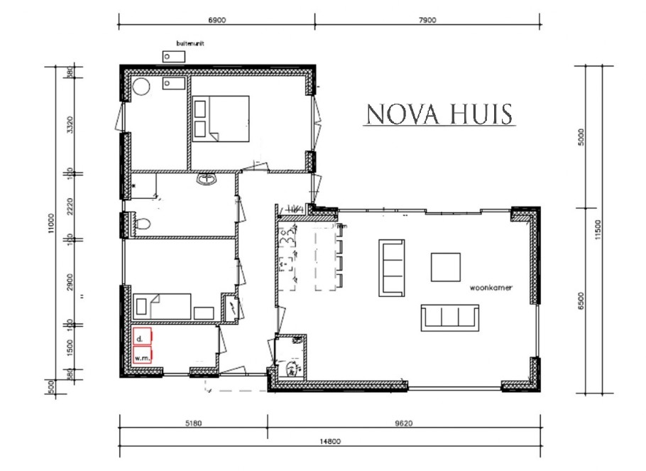 NOVA-HUIS A179 bungalow met verhoogde woonkamer en veel licht staalframebouw Nederland