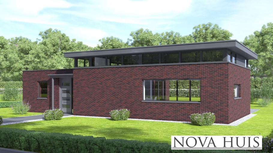 NOVA-HUIS A179 bungalow met verhoogde woonkamer en veel licht staalframebouw Nederland