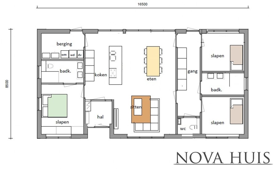 NOVA HUIS A198 levensloopbestendige bungalow met 3 slaapkamers en 2 badkamers