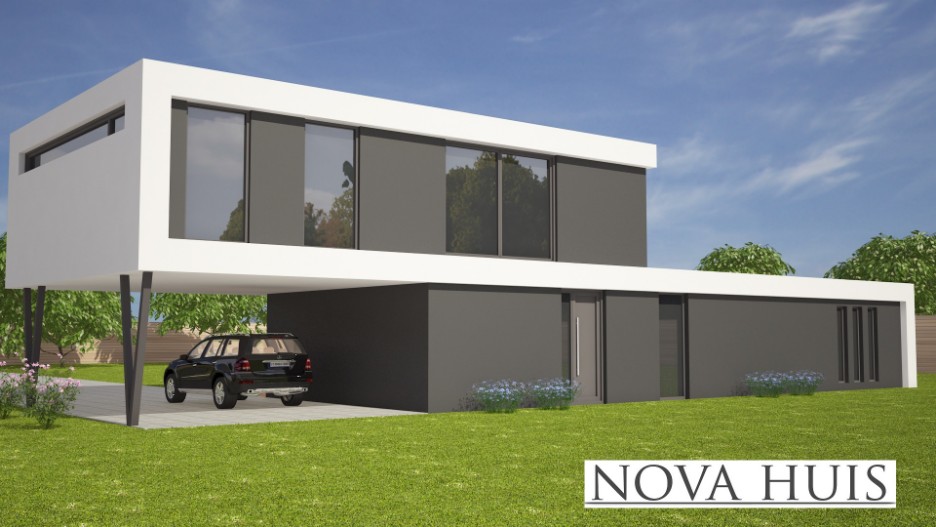 NOVA-HUIS K 345 moderne villa met veel ramen glas energieneutraal staalframebouw