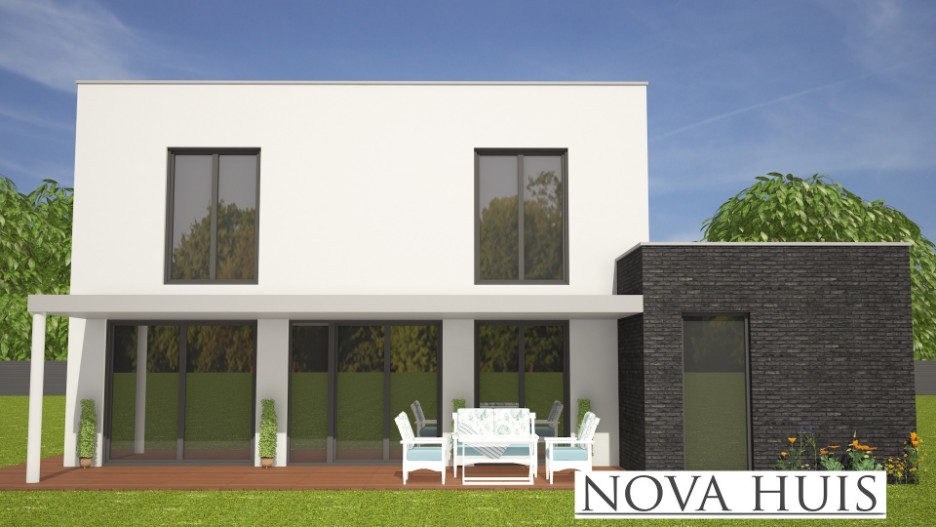 NOVA-HUIS K339 kubistische villa beter bouwen met  ATLANTA staalframe MBS