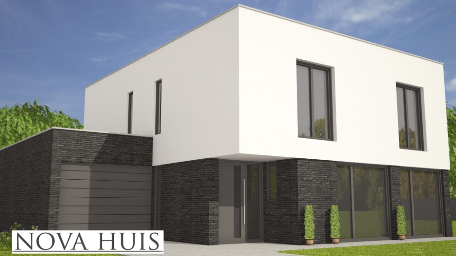 NOVA-HUIS K339 kubistische villa beter bouwen met  ATLANTA staalframe MBS