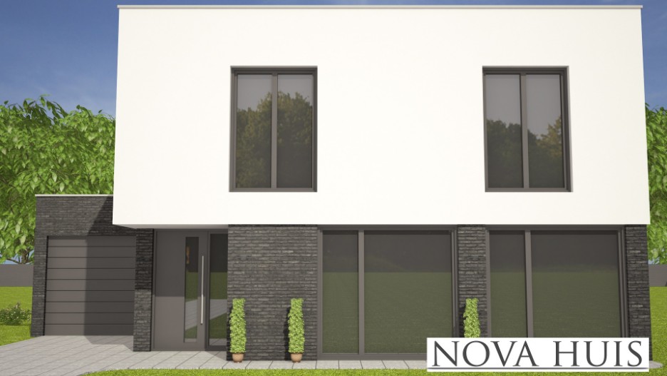 NOVA-HUIS K339 kubistische villa beter bouwen met  ATLANTA staalframe MBS